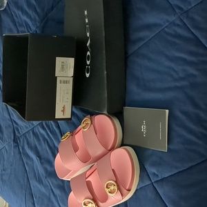 COACH pink bubblegum Gable leather sandals sz 9